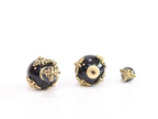 Rustic dragonfly on black pearls in gold