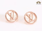 Alphabet L rose gold round studs 16 mm