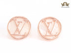 Alphabet L rose gold round studs 16 mm