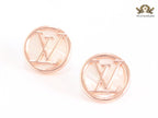 Alphabet L rose gold round studs 16 mm