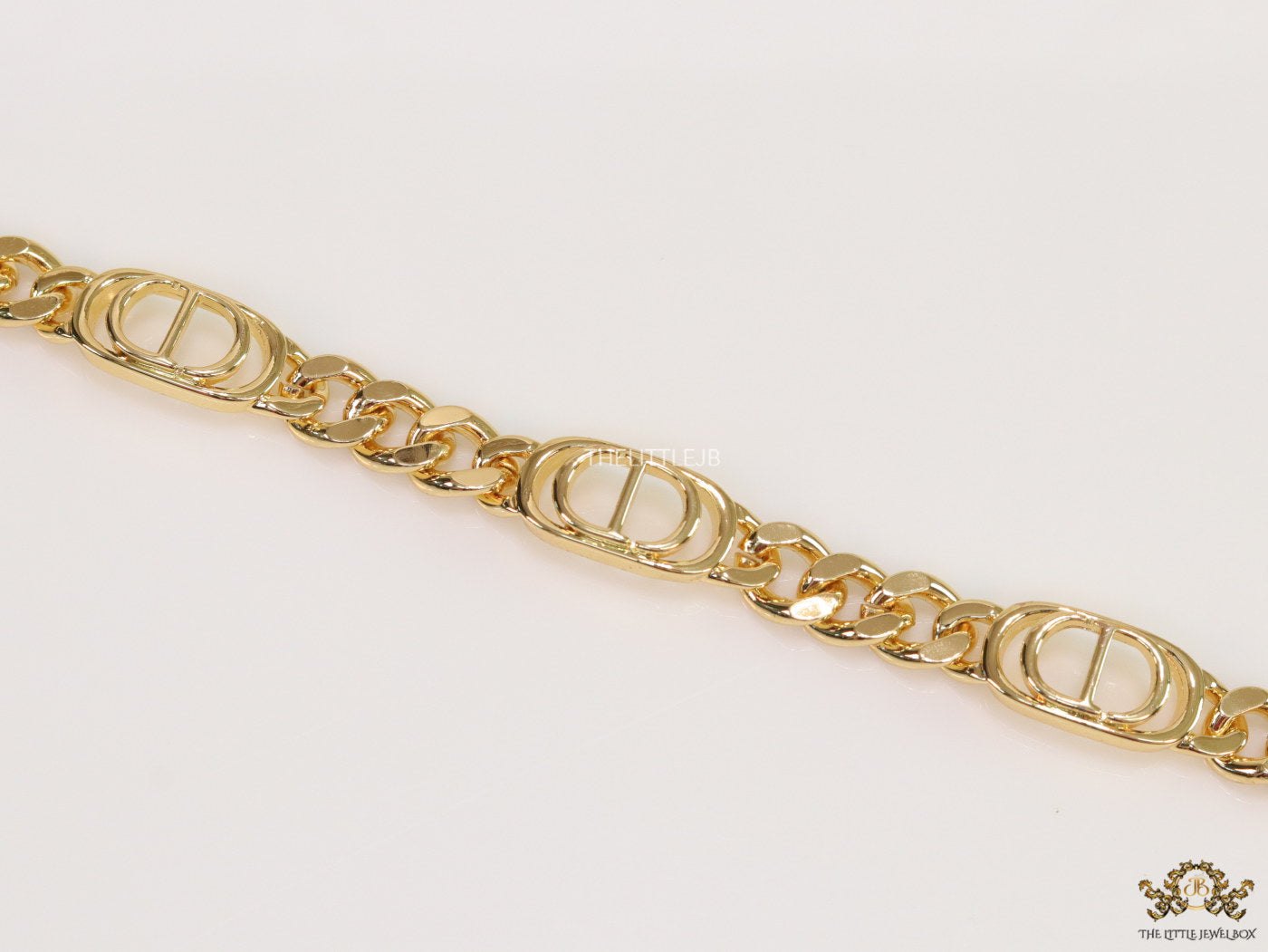 Gold plated CD motif chunky chain bracelet