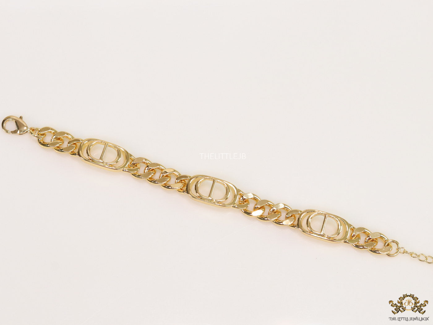 Gold plated CD motif chunky chain bracelet
