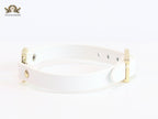 Alphabet V leather bracelet - white