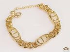 Gold plated CD motif chunky chain bracelet