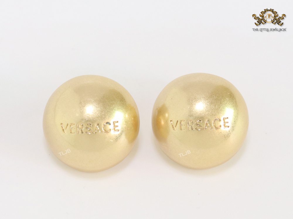 Alphabet V all gold half ball studs