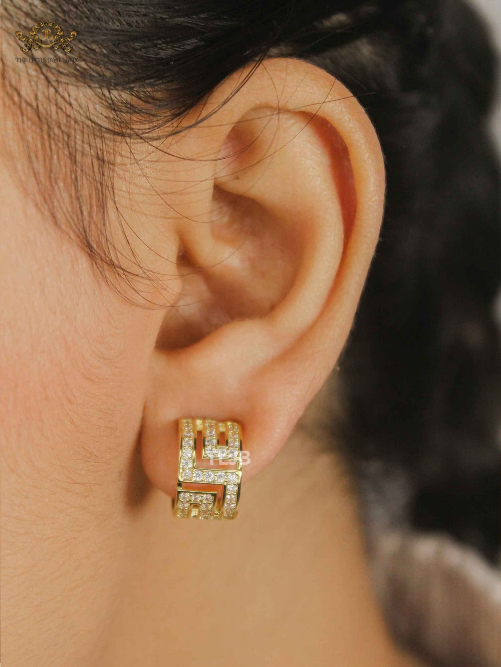 Medusa mesh motif small diamond hoops