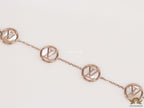 Rose gold plated sleek chain bracelet with MOP discs