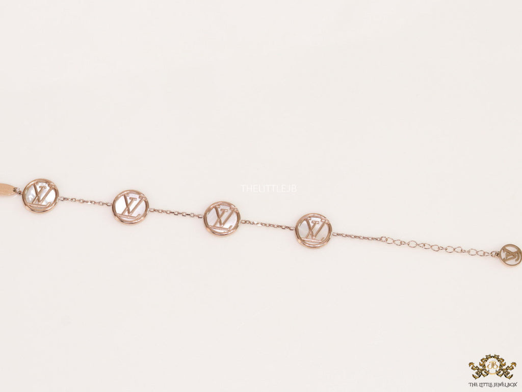 Rose gold plated sleek chain bracelet with MOP discs