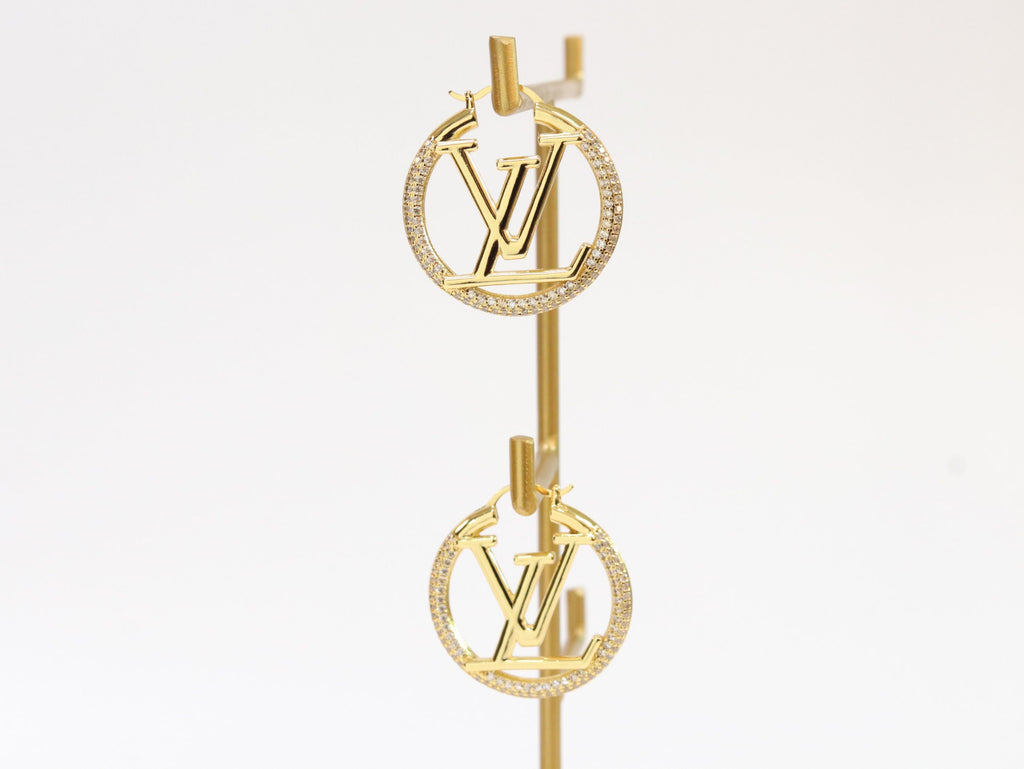 L and V cz gold hoops 40 mm