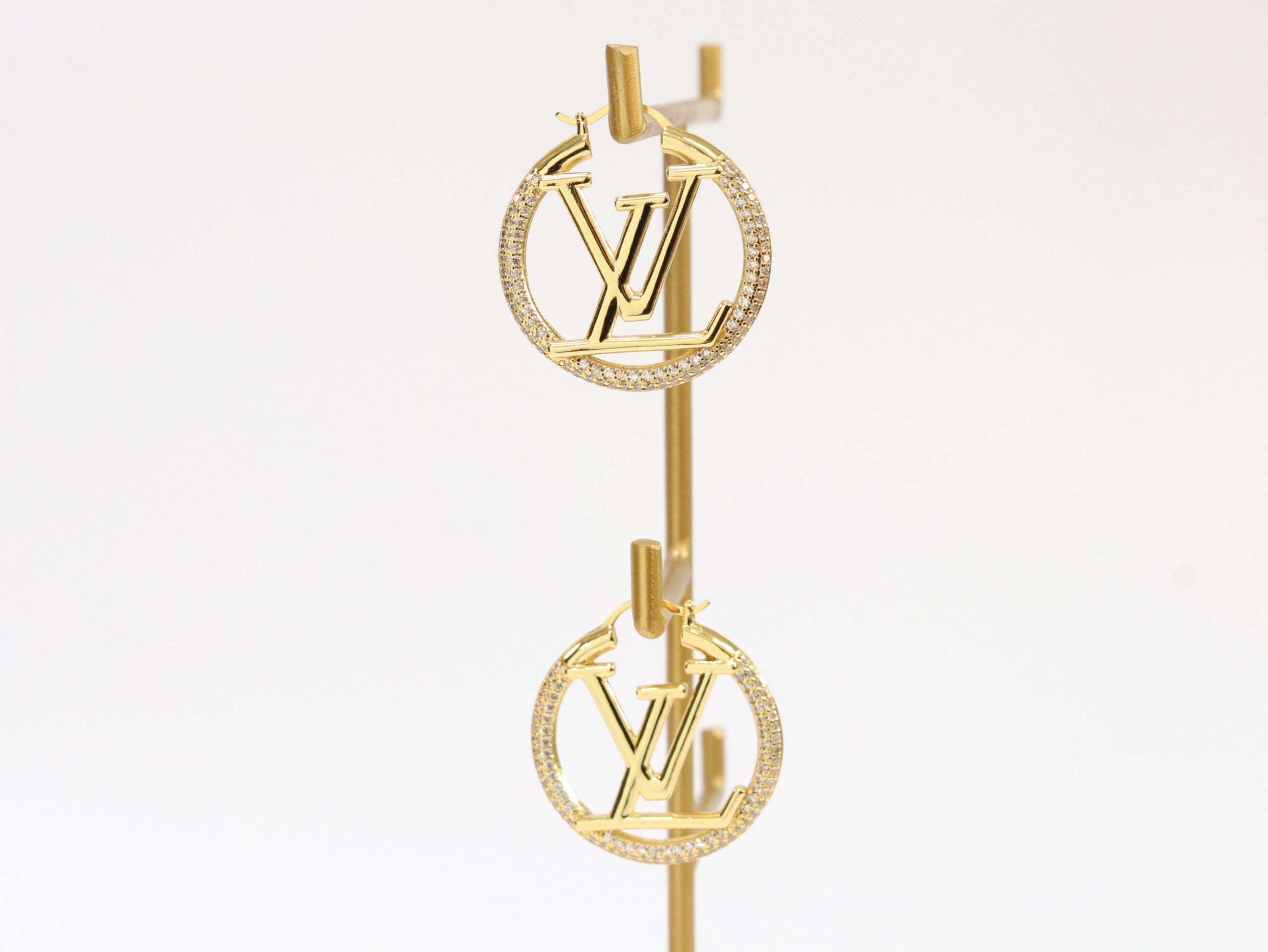 L and V cz gold hoops 40 mm