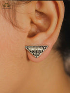 Alphabet P black cz Platinum plated Studs