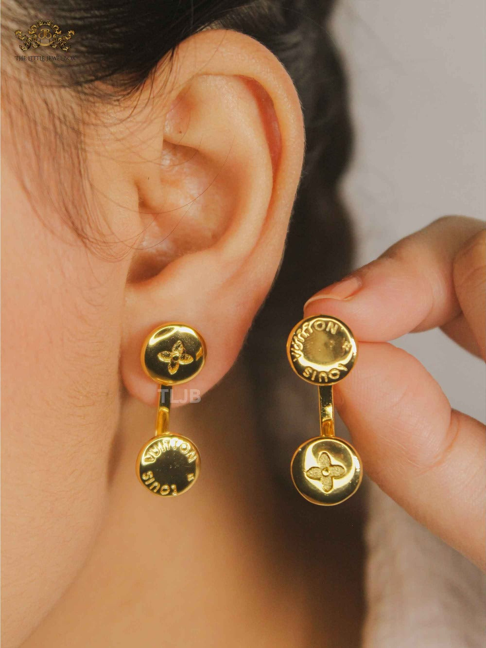 Alphabet L&V Golden Orbit Studs