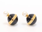Black and white pearls gold motif studs