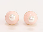Pink and white pearls gold motif studs