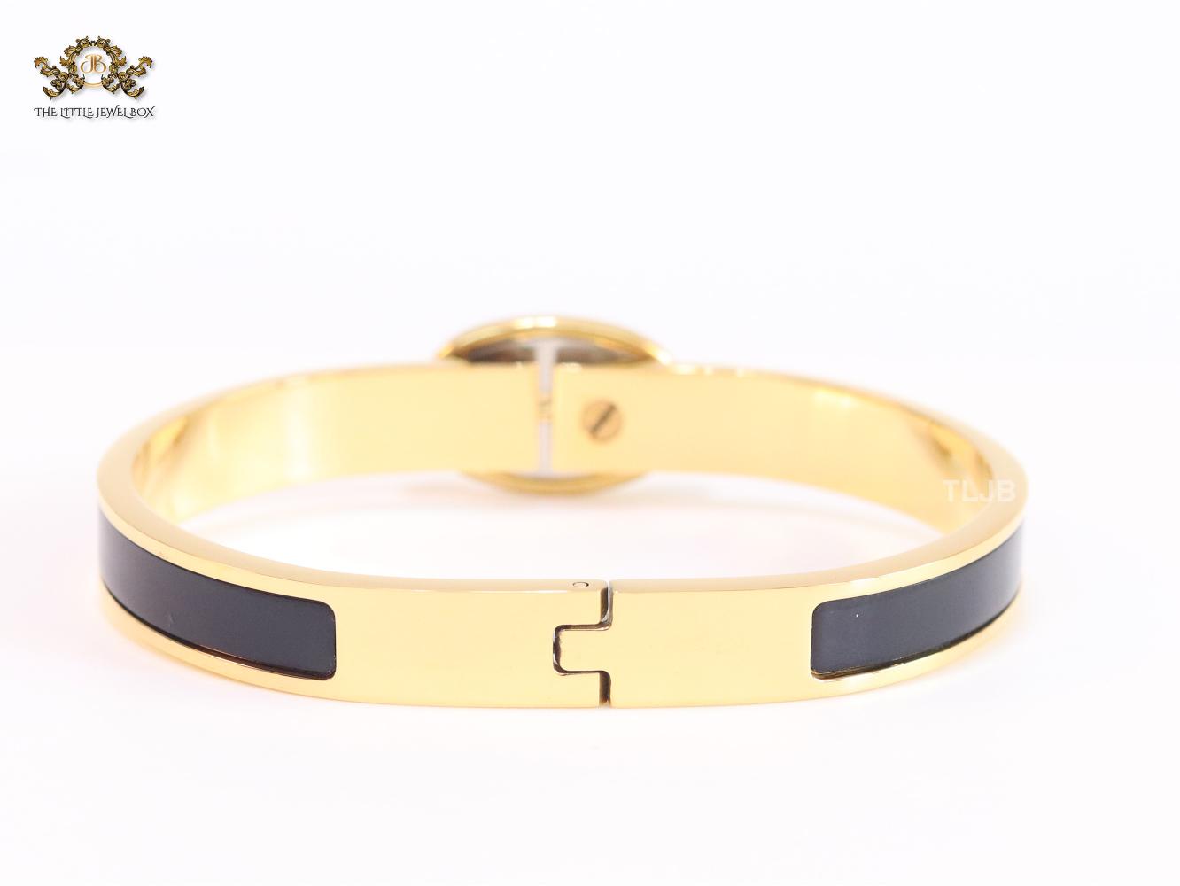 Alphabet H black sleek bracelet
