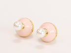 Pink and white pearls gold motif studs