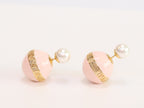 Pink and white pearls gold motif studs