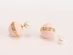 Pink and white pearls gold motif studs