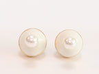 White pearls gold motif studs