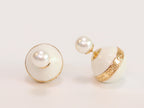 White pearls gold motif studs