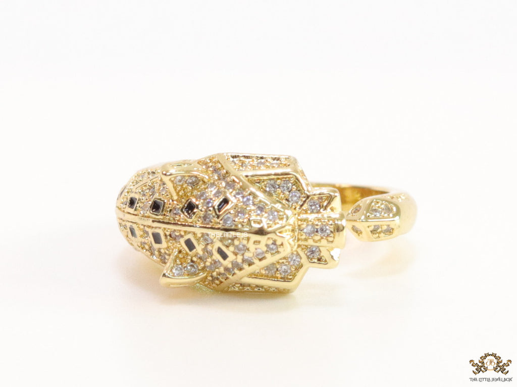 Gold plated designer cz panther ring