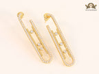 Alphabet MSSK Gold sleek Cz earrings with 3 stones