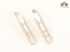 Platinum  sleek Cz earrings with 3 stones