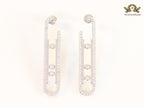 Platinum  sleek Cz earrings with 3 stones