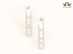 Platinum  sleek Cz earrings with 3 stones