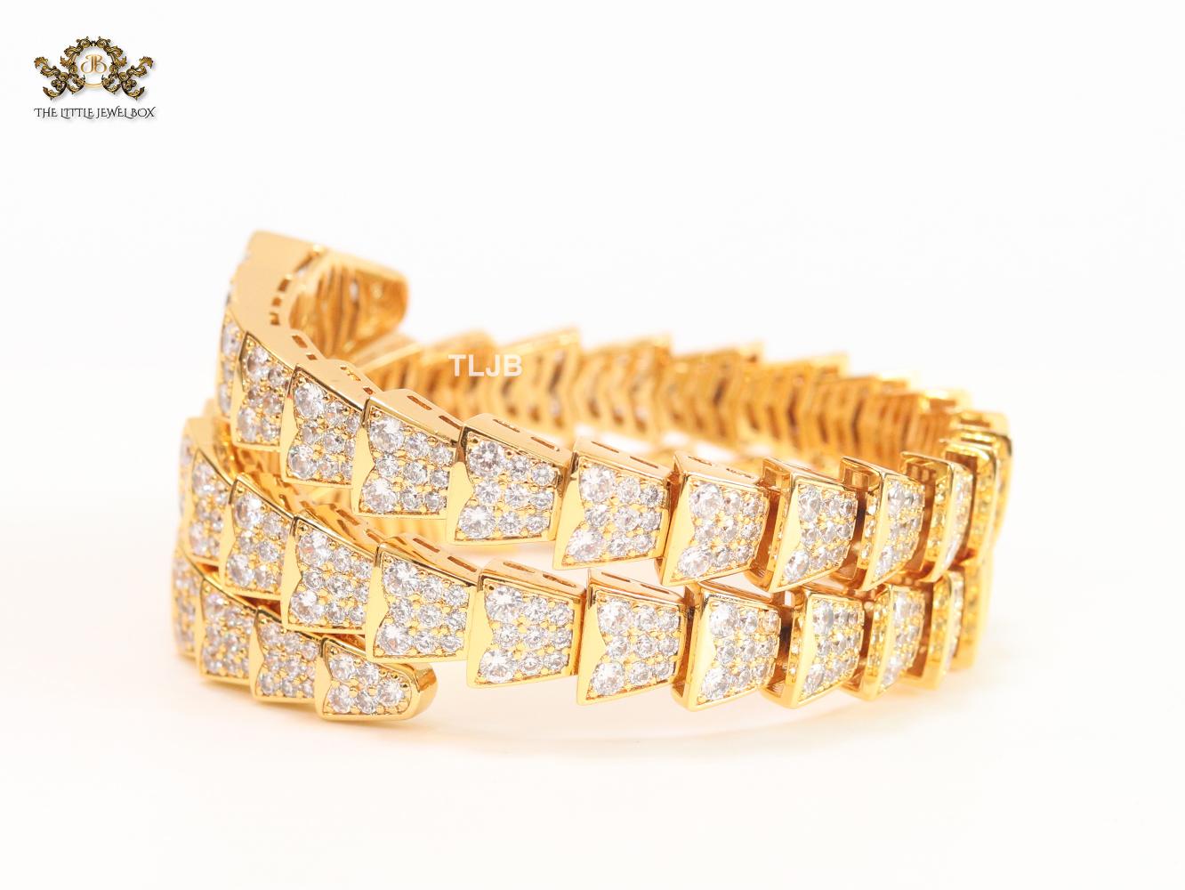 Serpenti 3 layer bracelet with gold and cz