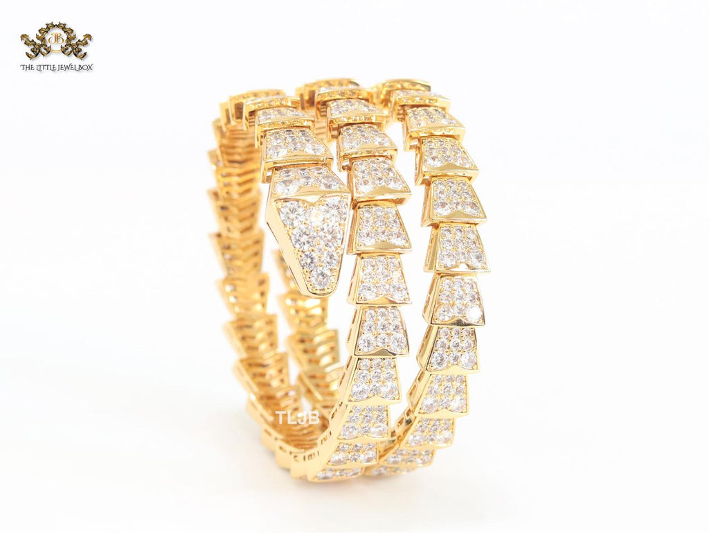 Serpenti 3 layer bracelet with gold and cz