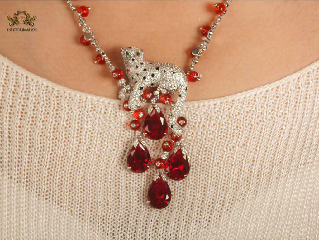 Panther blood red necklace