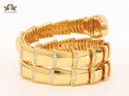 Bold gold and cz snake bracelet with mop head