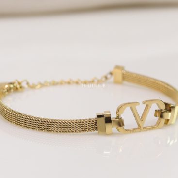 Gold plated watch strap bracelet with V motif
