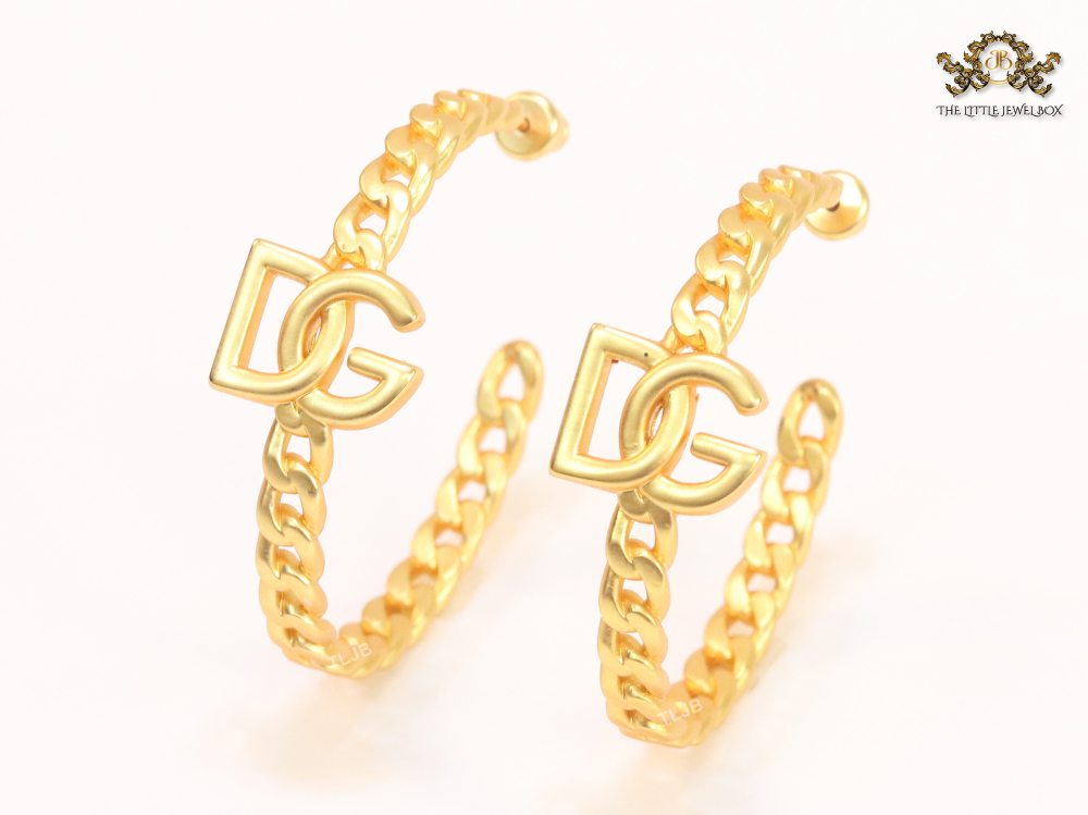 Alphabet D & G all gold link chain hoops 42 mm