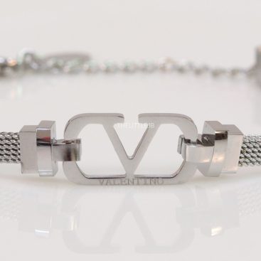 Platinum plated watch strap bracelet with V motif