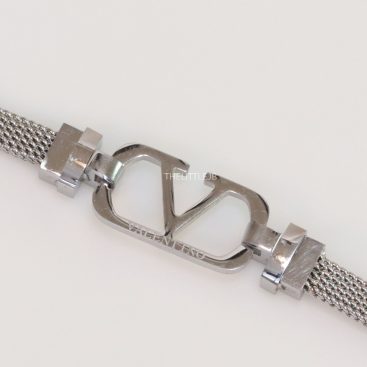 Platinum plated watch strap bracelet with V motif