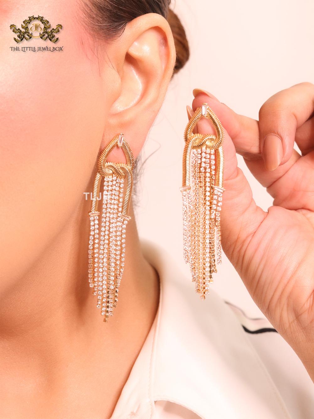 Gold cz tassels with heart