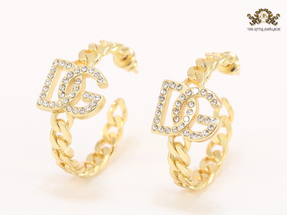 Alphabet D & G dual tone link chain hoops 30 mm