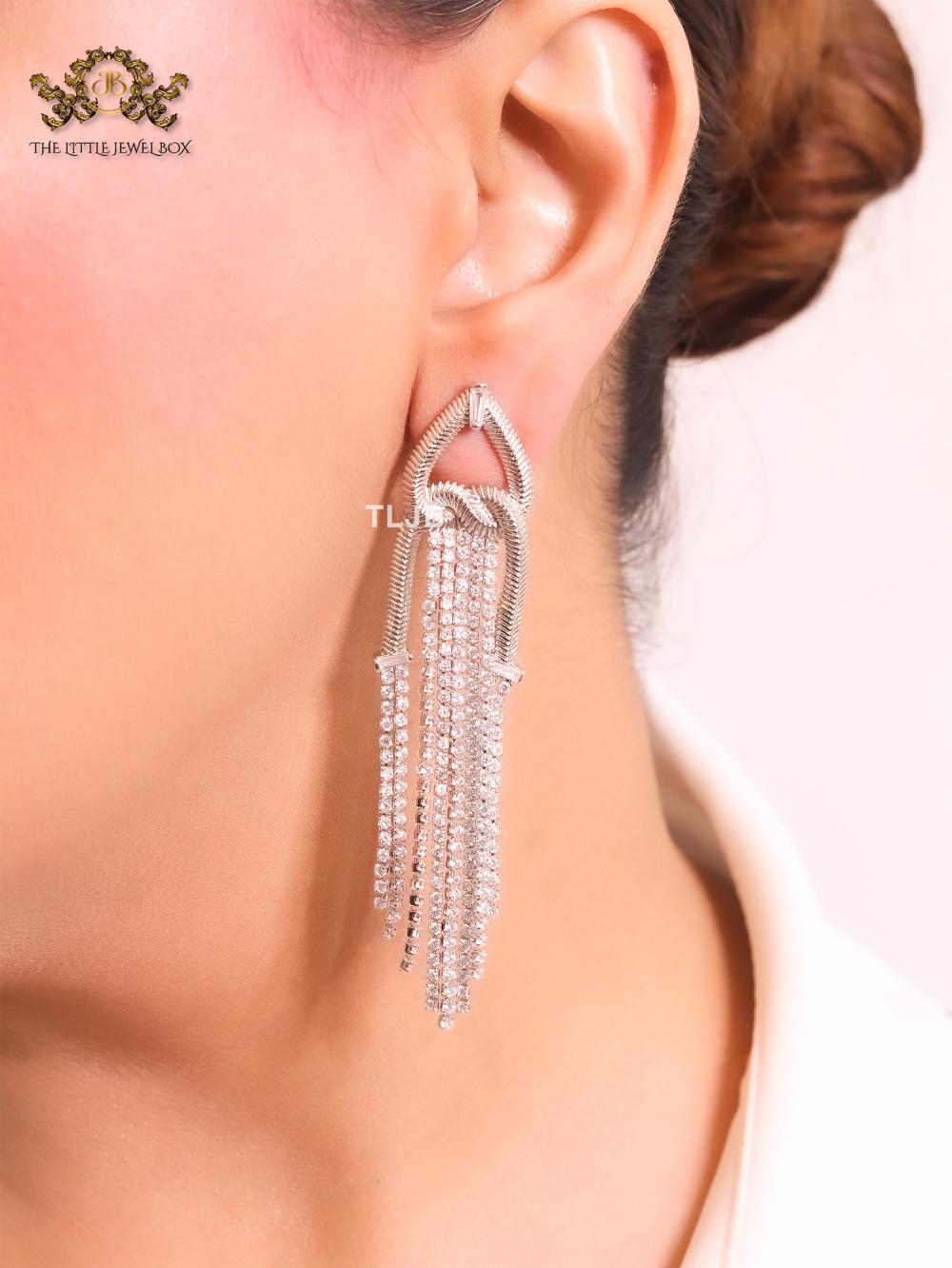 Platinum cz tassels with heart