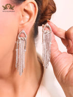 Platinum cz tassels with heart