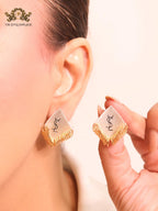 Alphabet Y dual stone studs with tassels