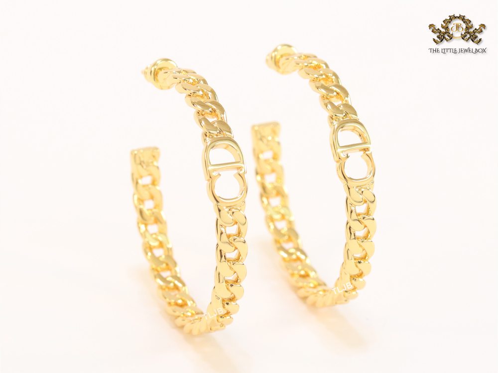 Alphabet C and D sleek link chain hoops 45 mm