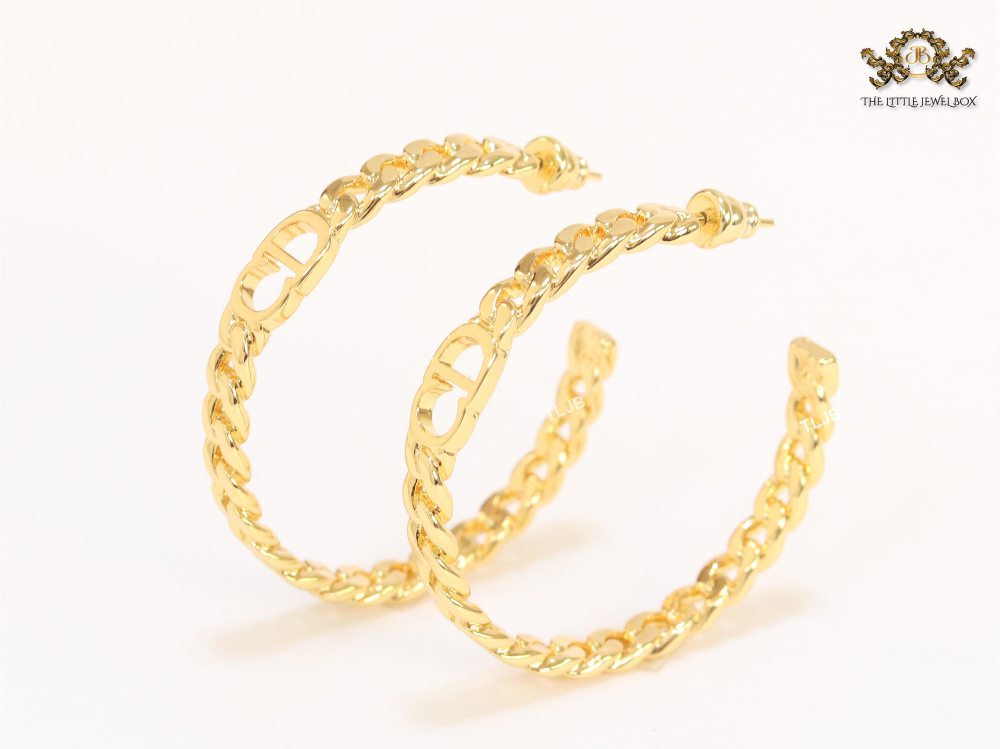 Alphabet C and D sleek link chain hoops 45 mm