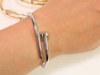 platinum plated nail bracelet with cz