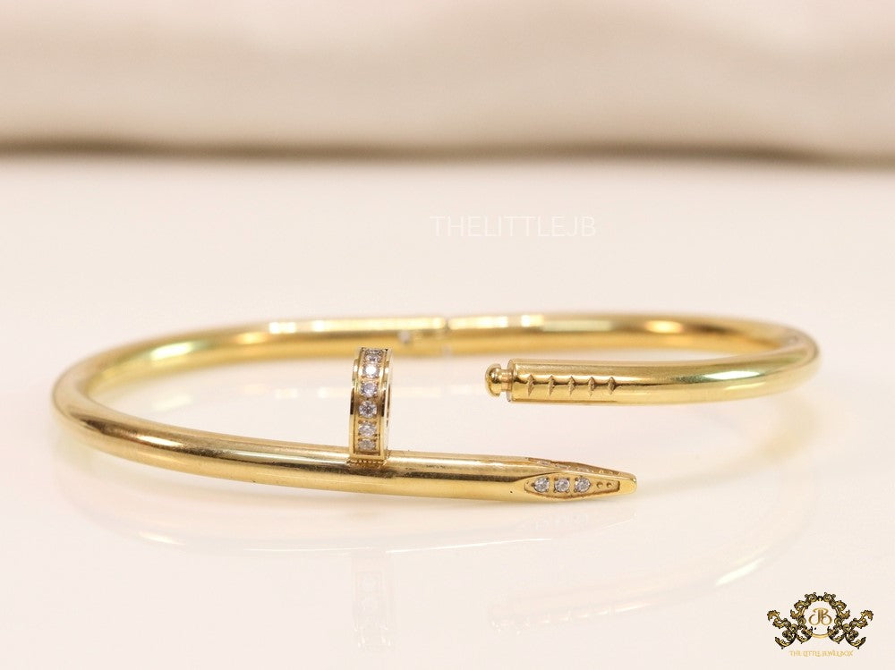 Gold plated nail bracelet with cz