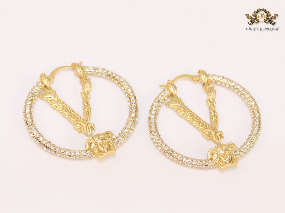 CZ and gold medusa hoops 45 mm
