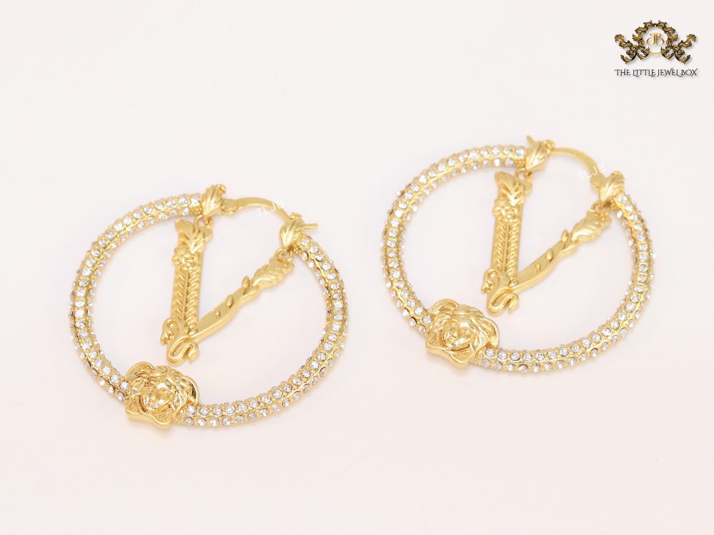 CZ and gold medusa hoops 45 mm