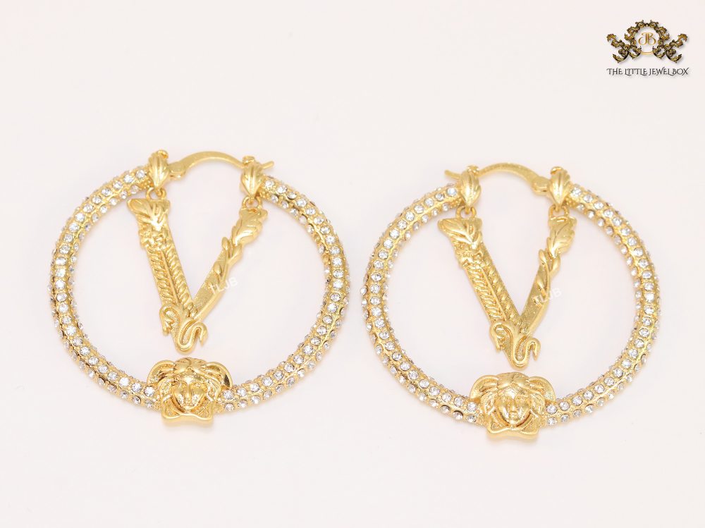 CZ and gold medusa hoops 45 mm
