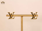 Alphabet L&V Gold Black Stud Earrings